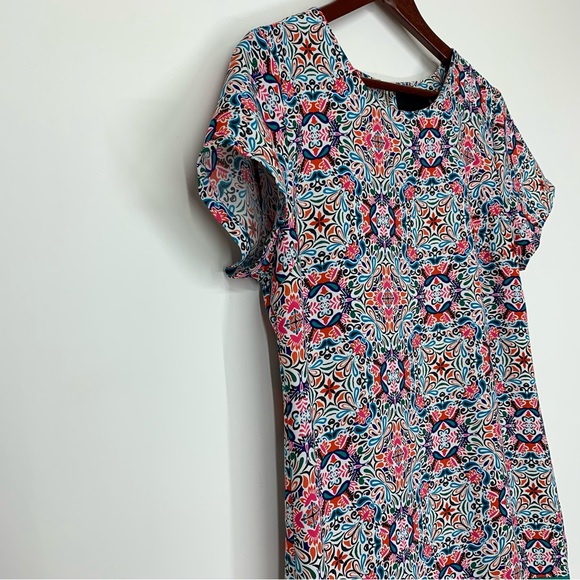 Cynthia Rowley Multicolored Vibrant Geometric Floral Short Sleeve Dress Size 10 - Picture 4 of 16